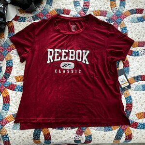 Reebok Womens Classic Athletic Graphic Crewneck Cropped T-Shirt Medium